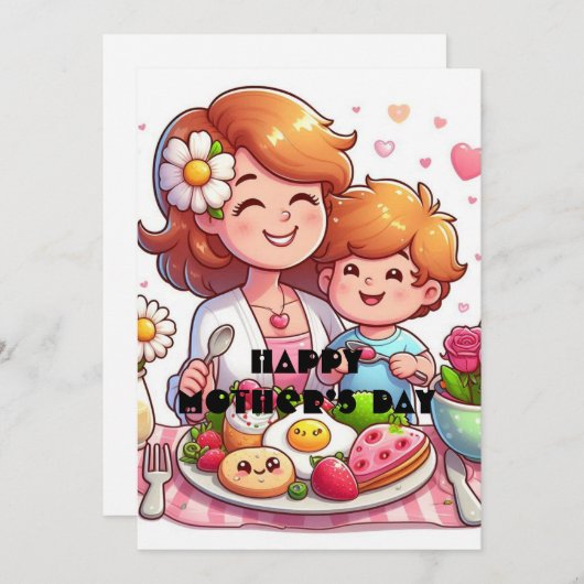 母の日の朝食サプライズ シーズンカード (正面/裏面)