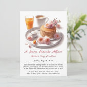 母の日の朝食招待状 - パンケーキとバラ 招待状 (スタンド正面)