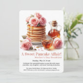 母の日の朝食招待状 - パンケーキとバラ 招待状 (スタンド正面)