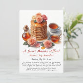 母の日の朝食招待状 - パンケーキとバラ 招待状 (スタンド正面)