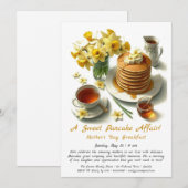 母の日の朝食 - パンケーキ＆水仙 招待状 (正面/裏面)