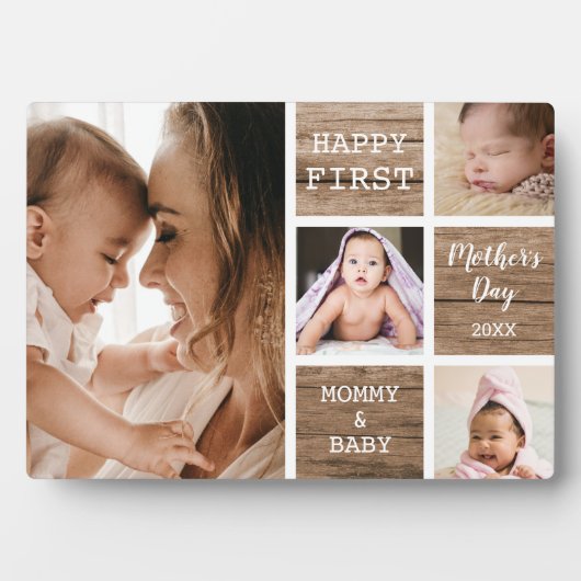 母の日の木素朴材4 Photo Collage フォトプラーク (正面)