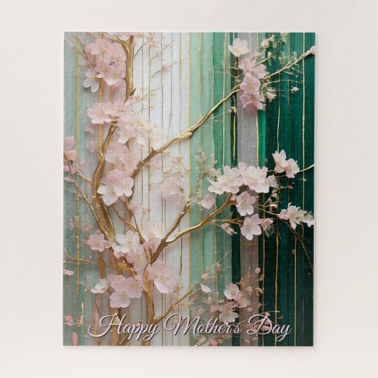 母の日の桜の花が咲く壁 ジグソーパズル (縦)