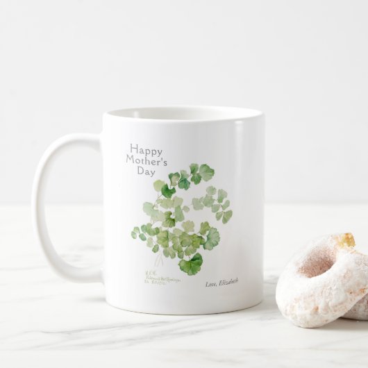 母の日の植物水色 コーヒーマグカップ (ドーナツ)