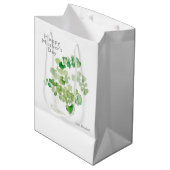 母の日の植物水色 ミディアムペーパーバッグ (正面アングル)