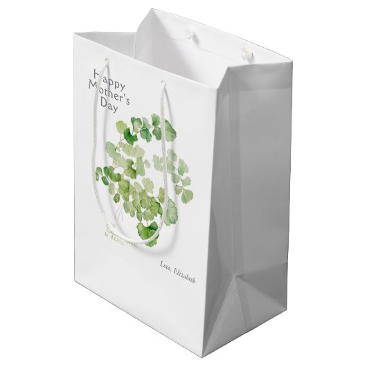 母の日の植物水色 ミディアムペーパーバッグ (裏面アングル)
