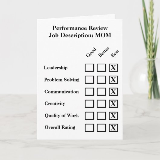 母の日の業績評価 カード (正面)
