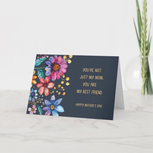 母の日の楽しい遊び心のある花のデザイン カード (正面)