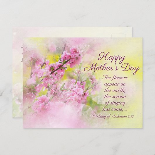 母の日の歌ソロモン2:12聖書の聖句 ポストカード (正面/裏面)