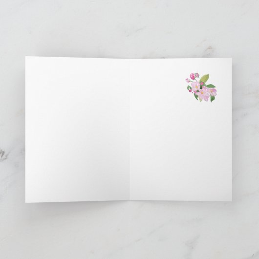 母の日の歓迎ピンクのリンゴの花 カード (内部)