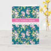 母の日の歓迎ピンクのリンゴの花 カード (黄色い花)