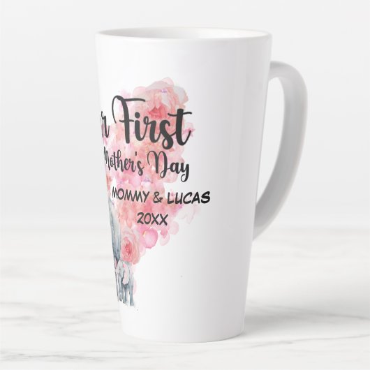 母の日の母とベビー象 カフェラテマグ (右アングル)