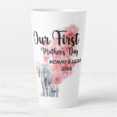 母の日の母とベビー象 カフェラテマグ (正面)