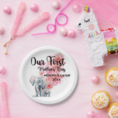 母の日の母とベビー象 ペーパープレート (パーティー)