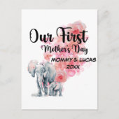 母の日の母とベビー象 ポストカード (正面)