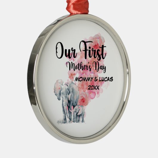 母の日の母とベビー象 メタルオーナメント (右)