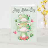 母の日の母と子のカエル カード (黄色い花)