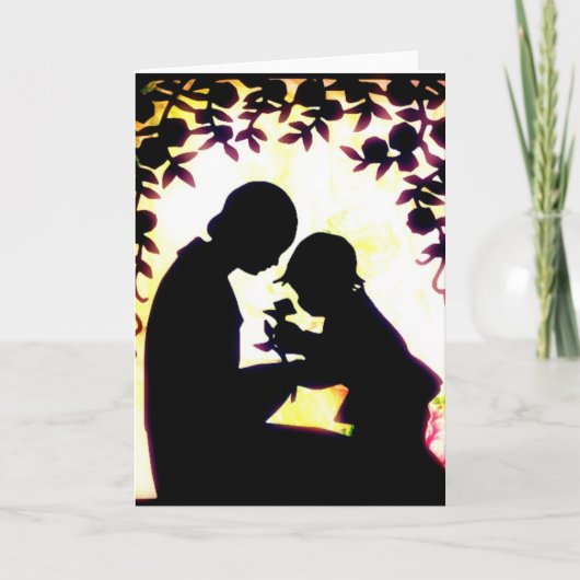 母の日の母と子のシルエットヴィンテージ カード (正面)