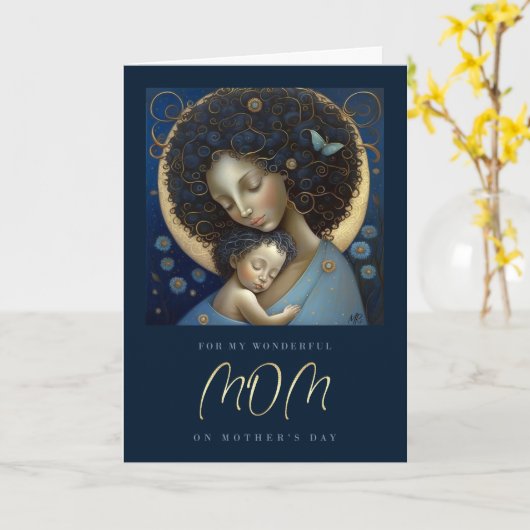 母の日の母と子の絵画為 カード (黄色い花)