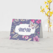 母の日の母のために。蝶と花 カード (黄色い花)