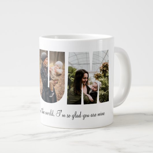 母の日の母のコラージュ ジャンボコーヒーマグカップ (正面右)