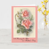 母の日の母のロザリーカードピンクのバラ カード (黄色い花)