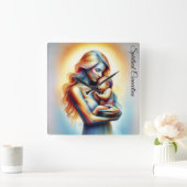 母の日の母の愛ソフトパステルオーラ スクエア壁時計 (ホーム)