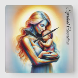 母の日の母の愛ソフトパステルオーラ スクエア壁時計