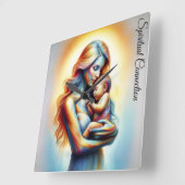 母の日の母の愛ソフトパステルオーラ スクエア壁時計 (傾斜)