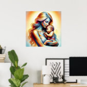 母の日の母の愛ソフトパステルオーラ ポスター (ホームオフィス)