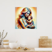 母の日の母の愛ソフトパステルオーラ ポスター (キッチン)