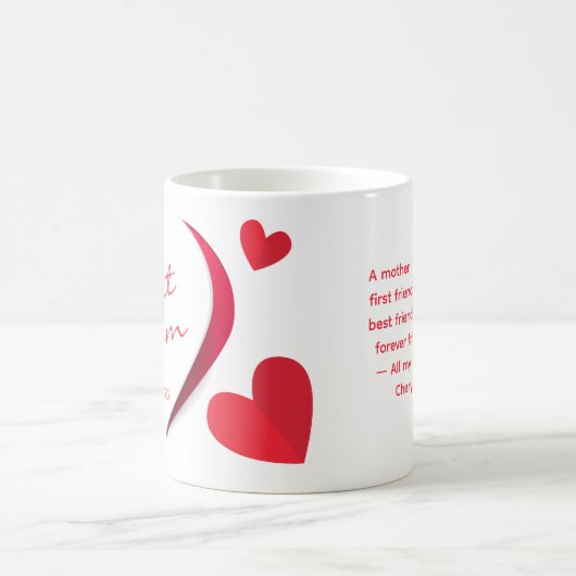 母の日の母の最高のハートスモダンクリプトマグ コーヒーマグカップ (中央)