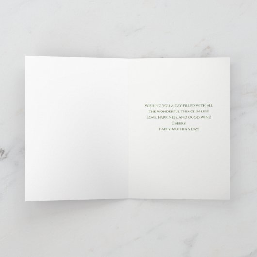 母の日の母の義理のワインユーモア カード (内部)