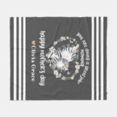 母の日の母への贈り物┘母とベビーゼブラ フリースブランケット (正面(横))