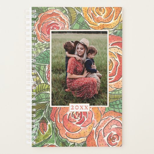 母の日の水の色のバラ母の写真プランナー プランナー手帳 (正面)