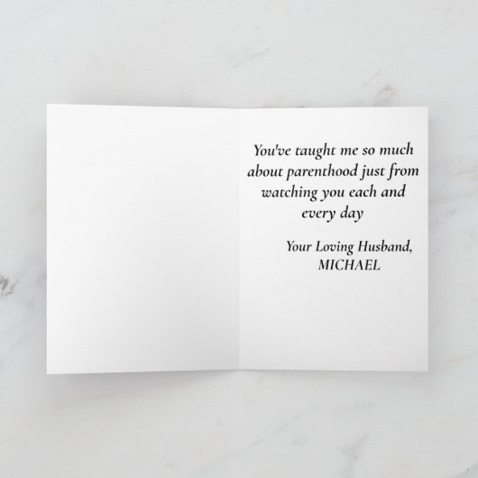 母の日の水の色の花と妻かわいらしへ カード (内部)