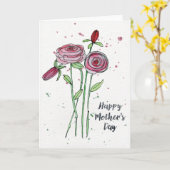 母の日の水の色の花グリーティングカード カード (黄色い花)