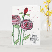 母の日の水の色の花グリーティングカード カード (黄色い花)