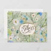 母の日の水の色の花バイブル詩 ポストカード (正面/裏面)