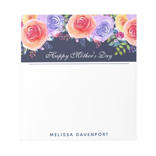 母の日の水の色の花縁ど ノートパッド (正面)