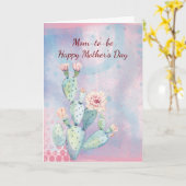 母の日の水の色サボテンのカード カード (黄色い花)