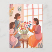 母の日の水の色ハンドメイド絵を描フローラ シーズンポストカード (正面)