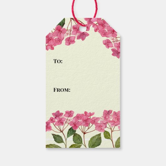 母の日の水の色ピンクアジサイのレース ギフトタグ (裏面)