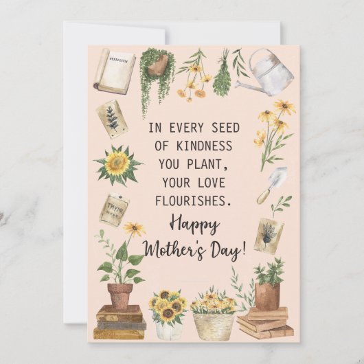 母の日の水彩ひまわりガーデニングカード シーズンカード (正面)