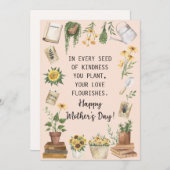 母の日の水彩ひまわりガーデニングカード シーズンカード (正面/裏面)