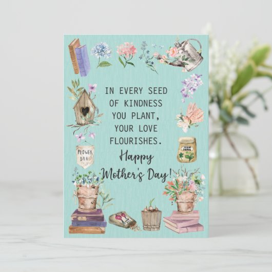 母の日の水彩ガーデニング フラワーギフト シーズンカード (スタンド正面)