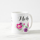 母の日の水彩画によってはマグが開花します コーヒーマグカップ (正面右)