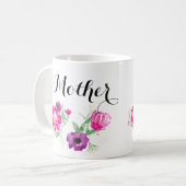 母の日の水彩画によってはマグが開花します コーヒーマグカップ (正面左)