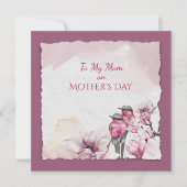 母の日の水彩画の花と鳥 (正面)