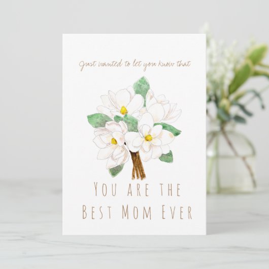 母の日の水彩白モクノキの花札 招待状 (スタンド正面)